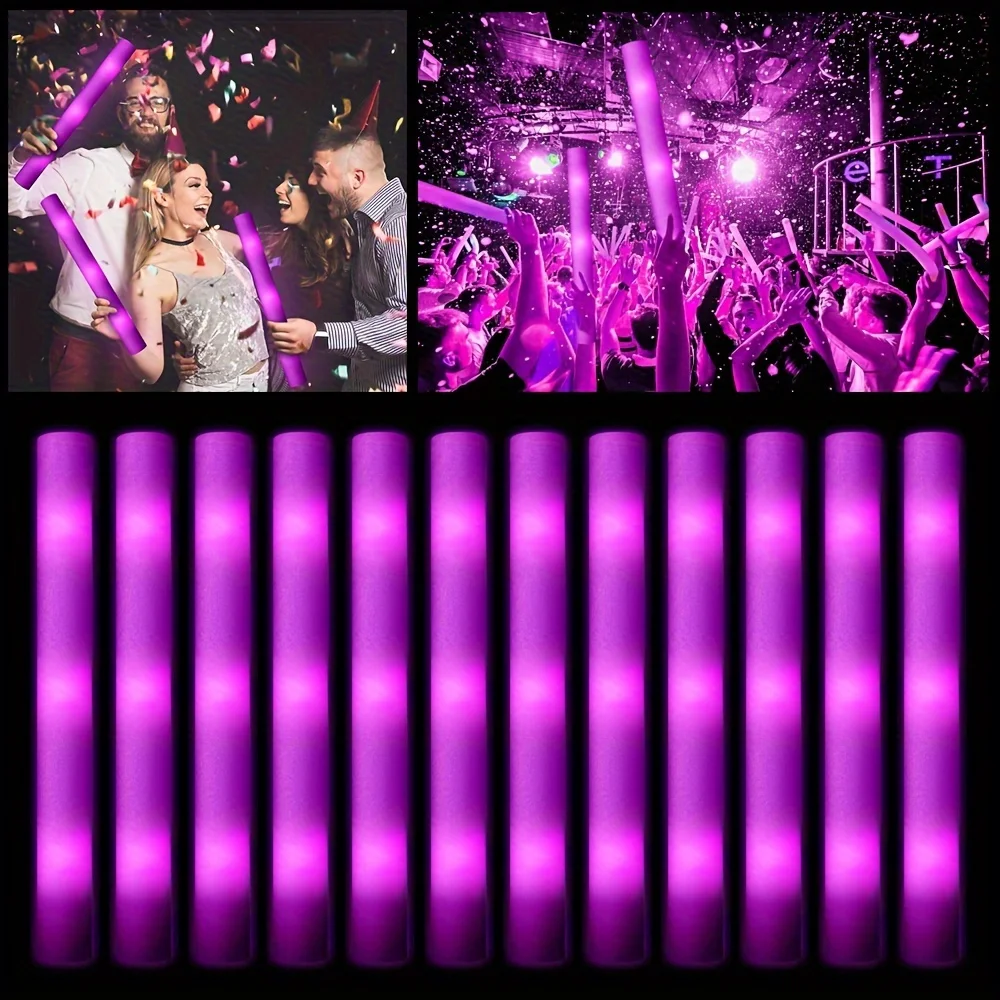 30 pçs rosa led espuma vara esponja luz vara iluminar vara varinhas cheer tubo brilho no escuro fontes de festa para raves concerto
