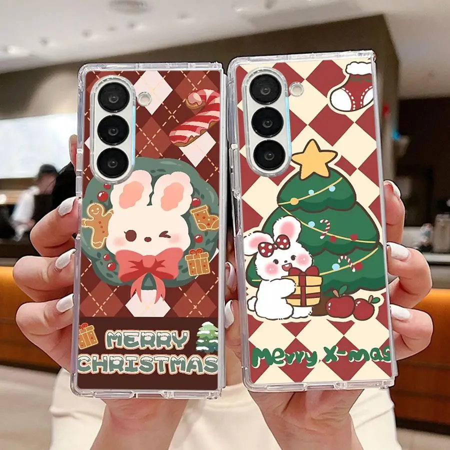 عيد الميلاد الكرتون الأرنب شفافة لينة غطاء الهاتف حقيبة لهاتف سامسونج غالاكسي ZFold5 ZFold7 ZFold4 ZFold3 ZFold6 Z أضعاف 7 6 5 4 #1