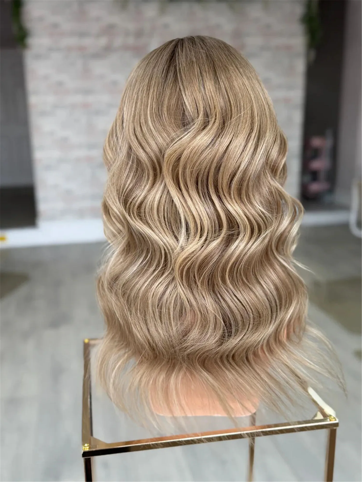 16 Inch New Style Lucky Wig 150% Density Loose Wave Glueless Light Brown Balayage 13*4 HD Invisible Transparent Lace Wig Female