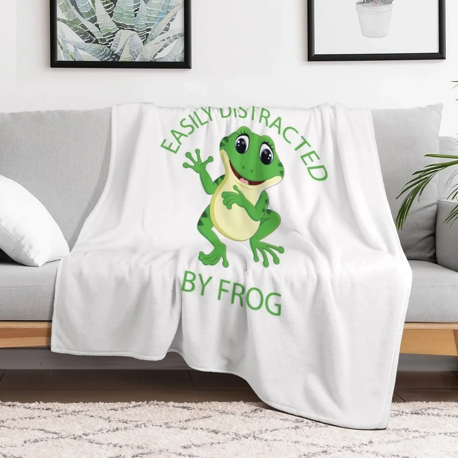 Easily Distracted By Frog Throw Blanket Travel Size Cozy Blanket for Plane Train