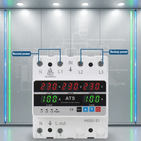 HKEU-S1 ATS Automatic Transfer Switch Controller 3 Phase Voltage Current Monitor Dual Power Supply Control Module, Need External
