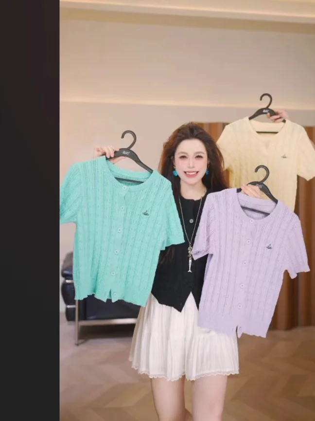 

Модный универсальный женский кардиган JINGU Sun Island из мягкого полиэстера с круглым вырезом и свободной вязкой