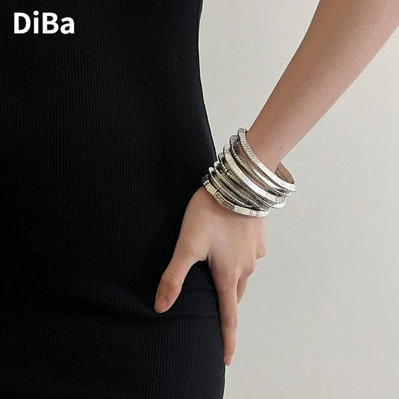 

Modern Jewelry Popular Design Multi Layers Metal Stretch Bracelets For Women Female Gifts 2025 Trend New Accessories Wholesale