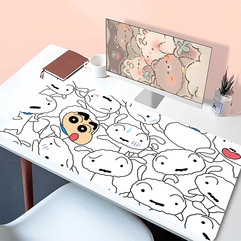 

Mouse Pad Black And White Cartoon Mousepad Laptop Anime C-crayon HD Print Kawaii Keyboard Pad PC S-shin chan Extended Desk Mat