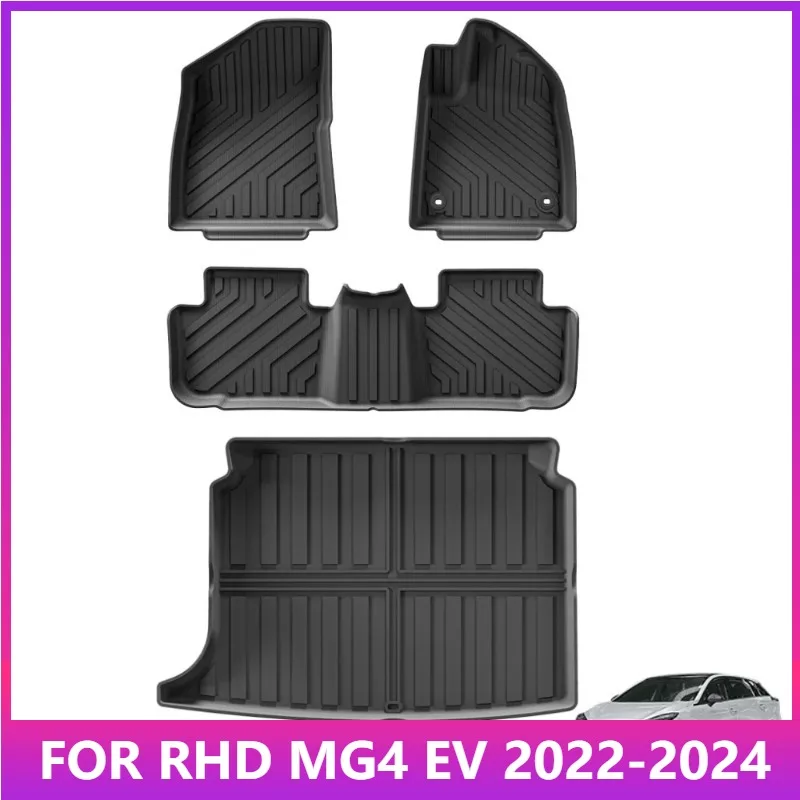 

RHD для MG4 MG4 EV 2022-2024 автомобильные коврики на багажник TPE 3D подставка для ног всепогодный правый руль черный