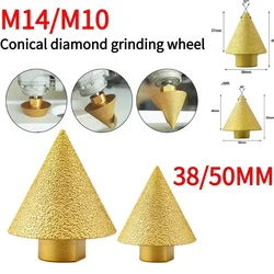 1PC/M10 Thread Diamond Chamfer Bits 50/38mm Cone Carve Polishing Grinding Wheel For Porcelain Tiles Cutter Trimming
