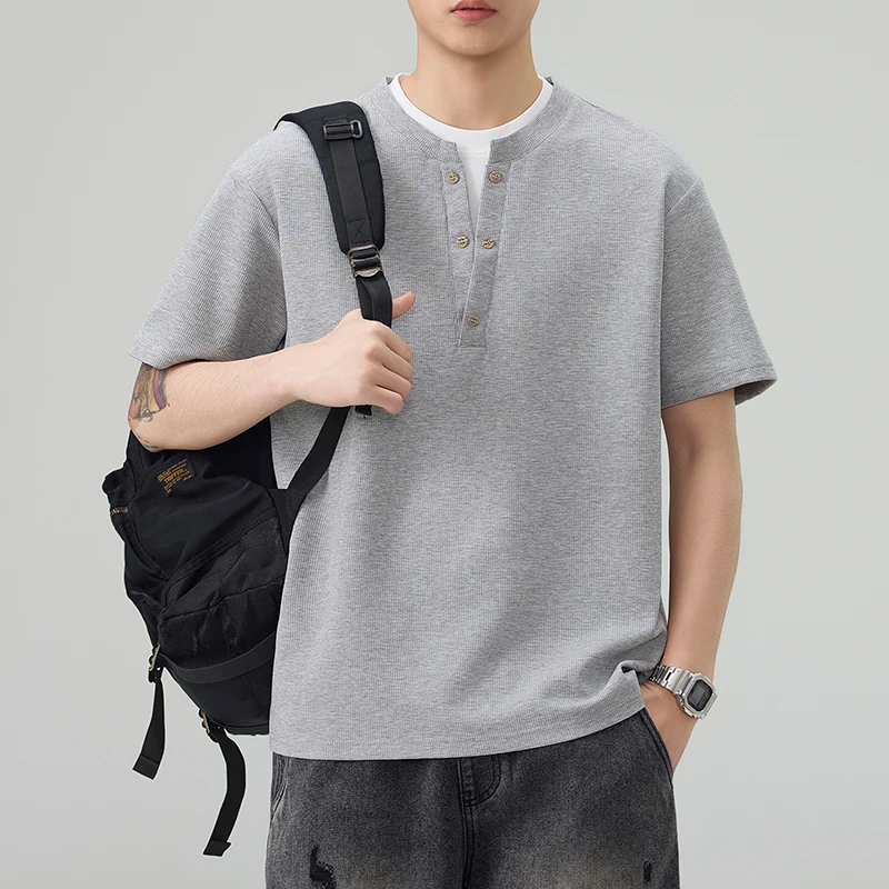 Fashion T Shirt for Man Mock Two Piece Textured Feel Old Money Style Casual Short Sleeve