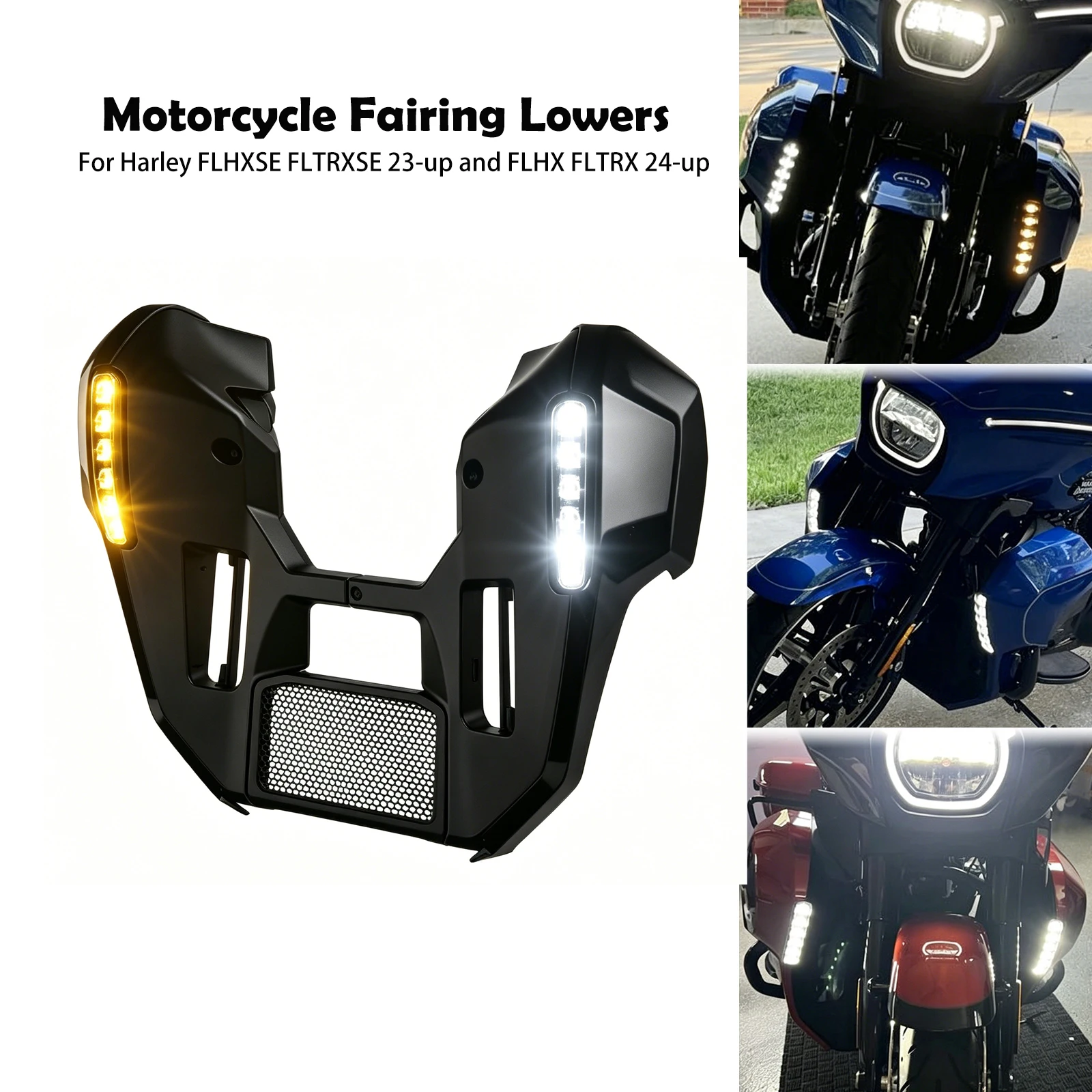 

Motorcycle Fairing Lowers Cover Extended Chin Spoiler Set Kits For Harley Touring 2023-Up Road Street Glide FLHXSE FLTRXSE FLHX