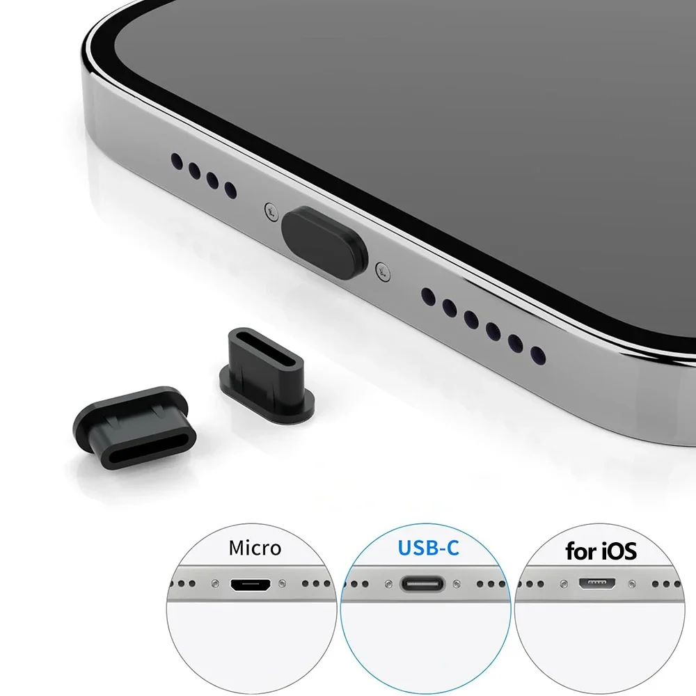 غطاء غبار مكبر الصوت العالمي مع ملاقط لنظام iOS/Type-C/Micro غطاء توصيل منفذ شحن من السيليكون لهاتف IPhone 17 Pro Max #5