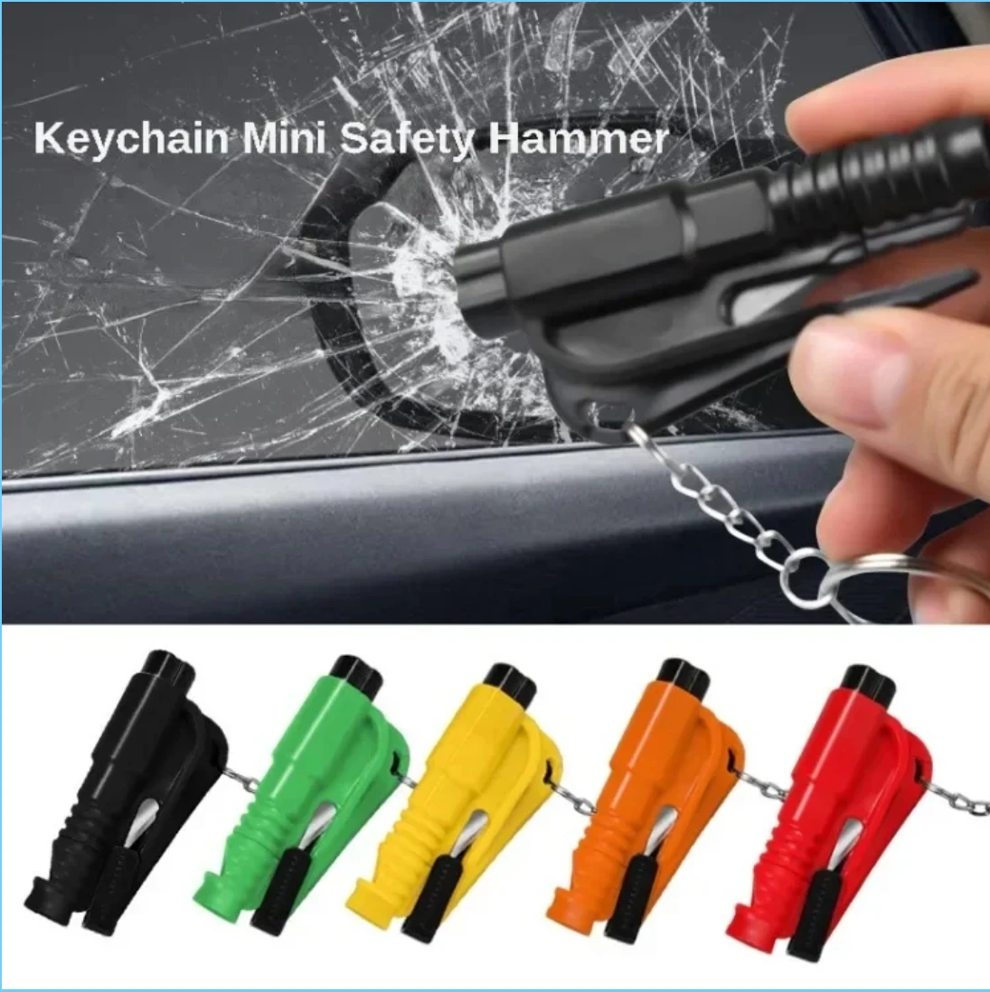 

Safety Hammer with Rescue Whistle, Car Escape Tool,2-in-1 Window Breaker Seatbelt Cutter, Compact Emergency Escape Tool for Car