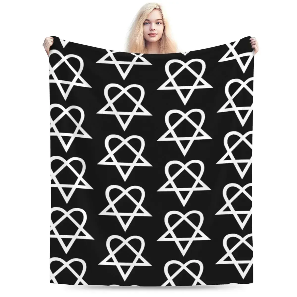 Heartagram - White Blankets Soft Warm Flannel Throw Blanket Bedding for Bed Living room Picnic Travel Home Couch