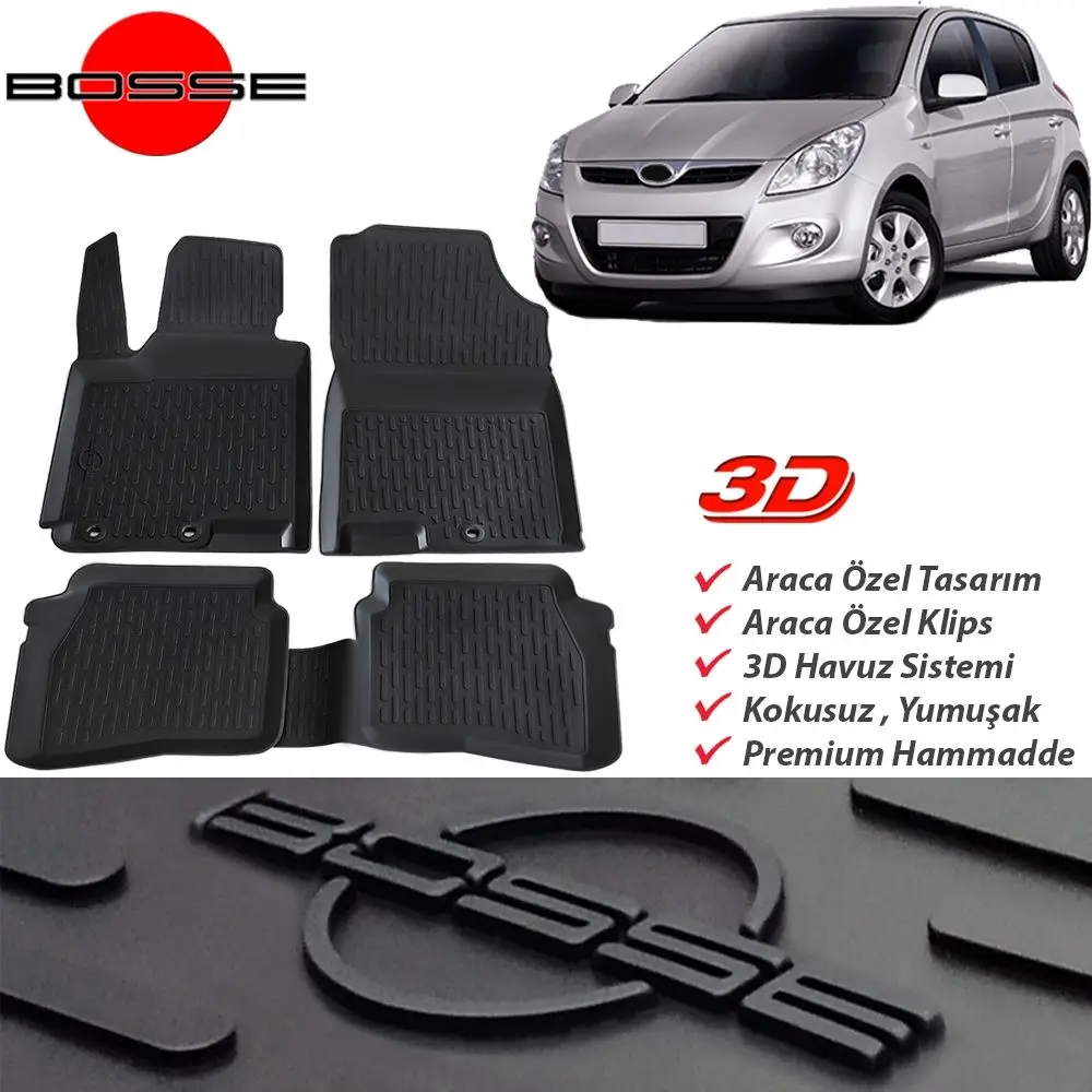 For Hyundai i20 Mat 3D Pool 2009 2014 BOSSE