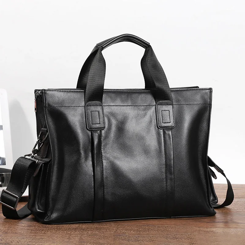 NZPJ Business Leder herren Handtasche Top Schicht Rindsleder Aktentasche Casual Schulter Messenger Tasche Geeignet für 14 Zoll Laptop – Detail 9