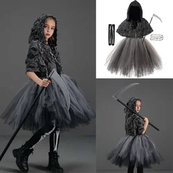 Kids Children Stage Performance Harvester Cosplay Tutu Dress Costume Girls Cape Sockings Outfits Halloween Carnival Party Suit