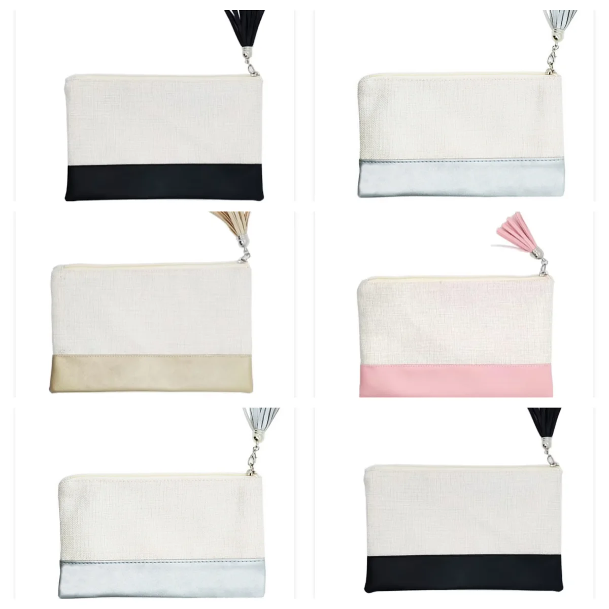 

10 Pack Sublimation Blank Linen Storage Bag With Zipper Heat Transfer Coin Bag With Tassels ​Small Cosmetic Bag