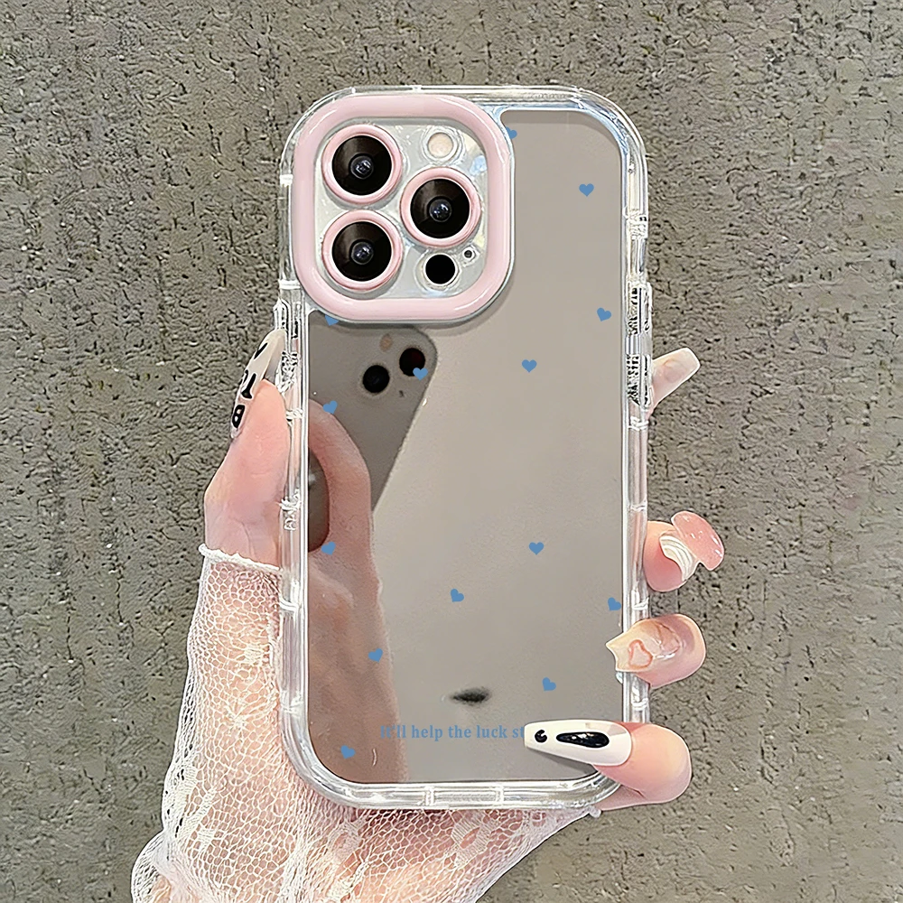 Einfache Stern-Polka-Dots Air-Cushion-Spiegel-Handyhülle für iPhone 17 15 14 16 Pro Max 13 12 11 Pro XR XS 7 8 Plus 17Air Girl Cover – Detail 40