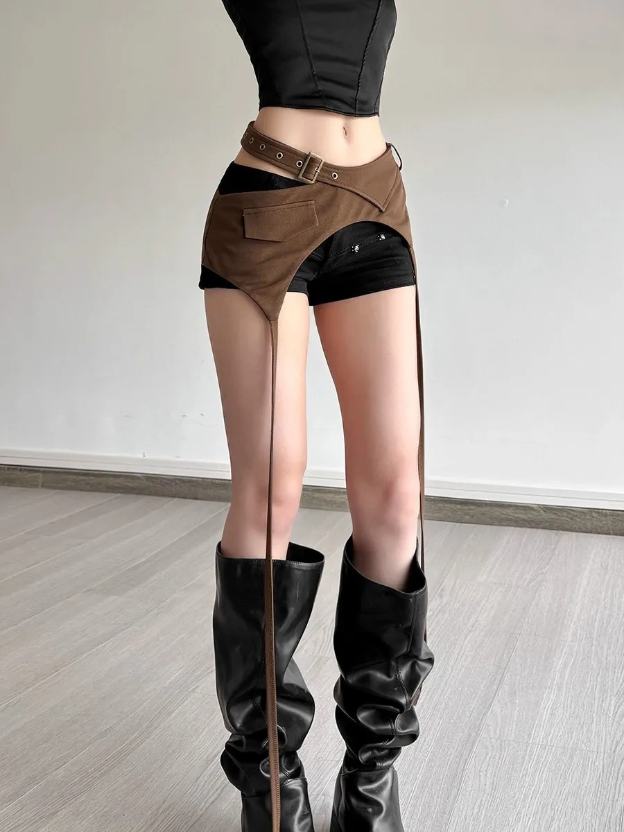 Western Style Adjustable Jazz Dance Waist Belt Women's Accessory Sash Skirt High Waist Asymmetrical Hem Cotton Blend