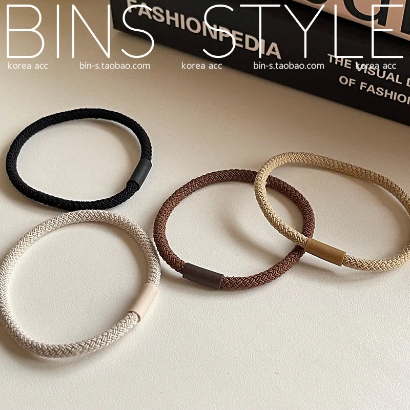 Korean version of the textured brown earth color houndstooth pattern hair ring Basic base rubber band elastic good hair rope5pcs