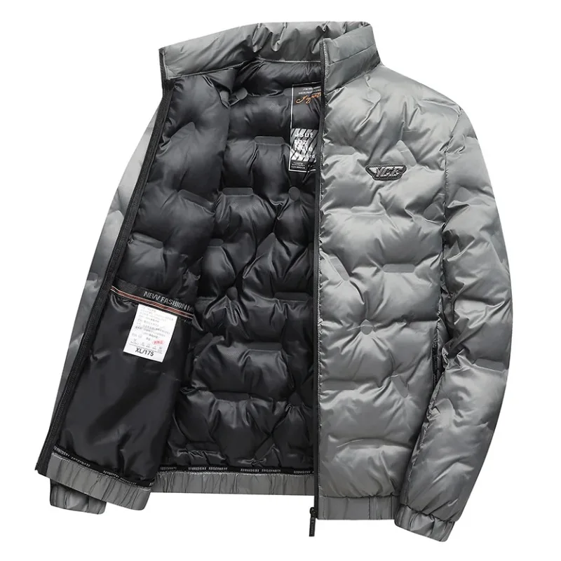 

Mens Down Cotton Jacket Thickened Winter Warm Casual Urban Mid-aged Daily Wear Zipper Decoration Fashion Outerwear