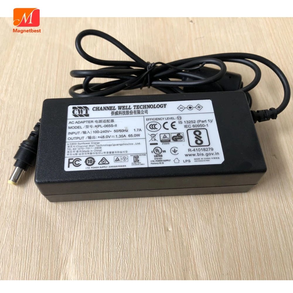 حقيقي CWT 48 فولت 1.35A 65 واط التيار المتناوب تيار مستمر محول KPL-065S-II السادس ل Hikvision مسجل فيديو NVR POE امدادات الطاقة شاحن محول #2
