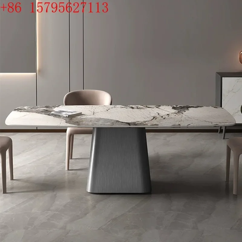 Italian minimalist light luxury Pandora rock slab dining table modern simple dining table