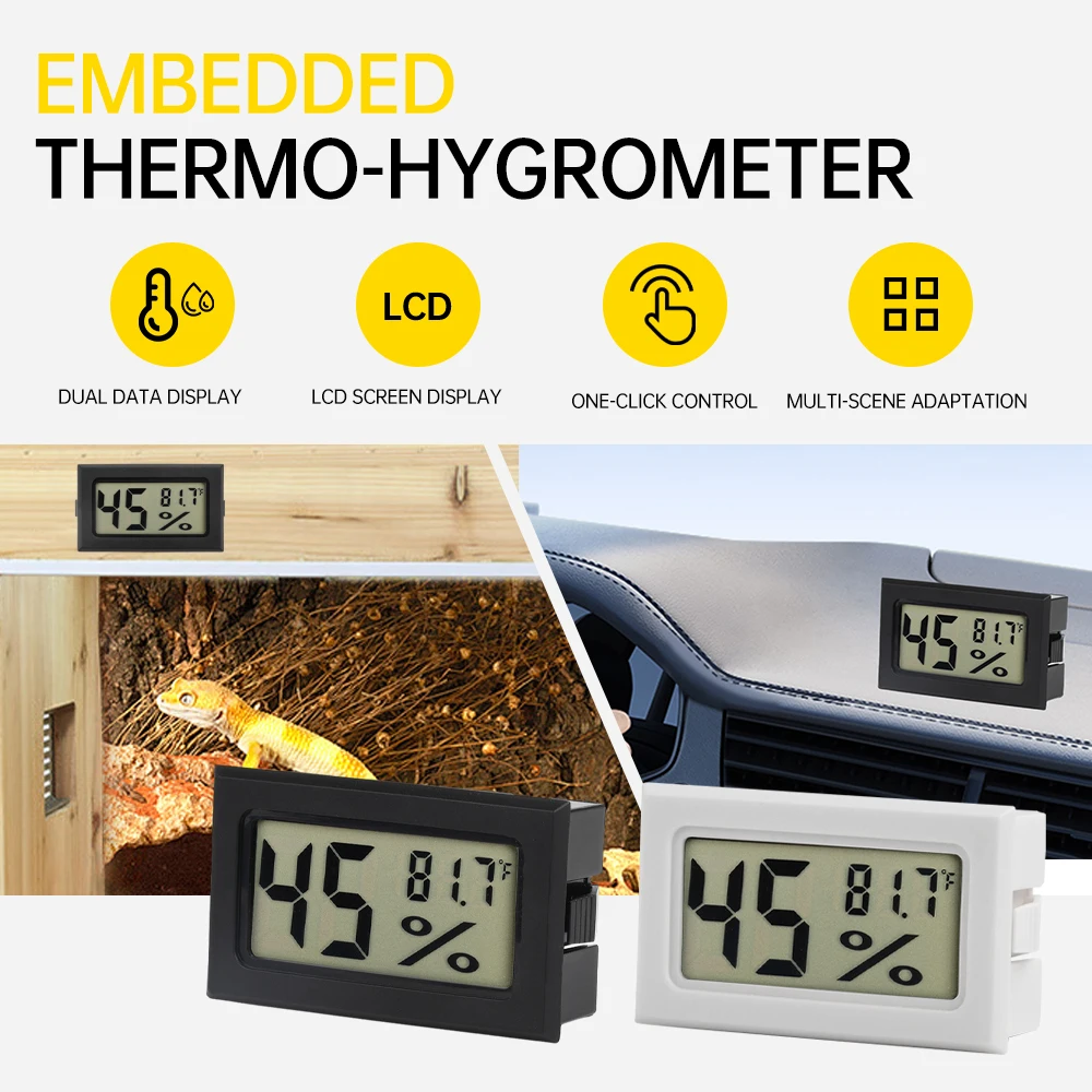 -20~60 degree Embedded Mini LCD Digital Thermometer Hygrometer Electronic Temperature Humidity Tester Sensor Detector