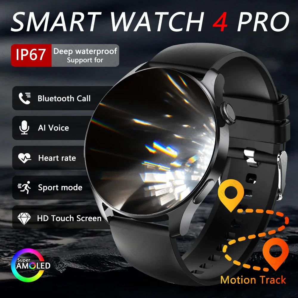

2025 New Smart Watch 4 Pro Men's Full Touch screen Sport Mode IP67 Waterproof Heart Rate Monitor Bluetooth Call Women Smartwatch