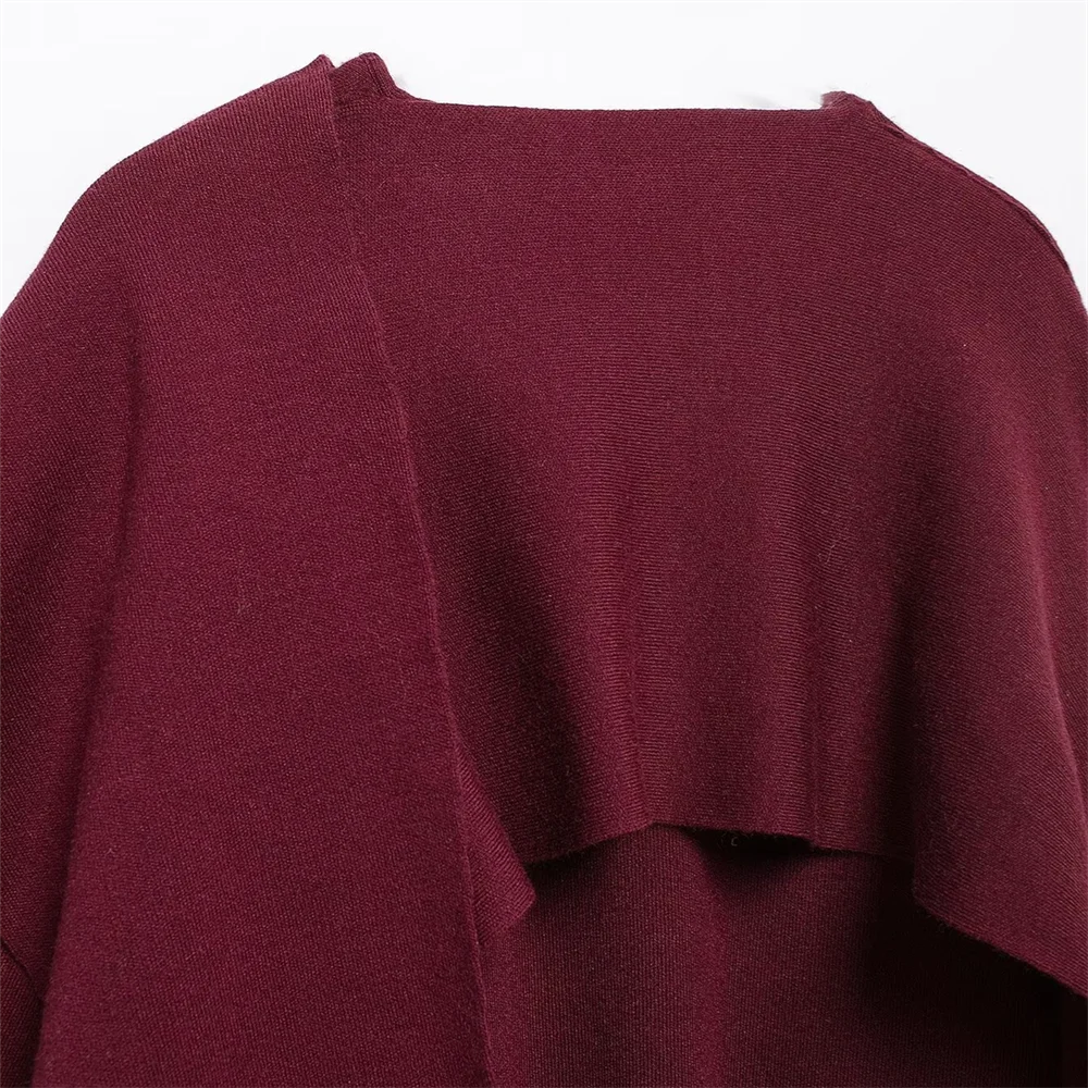 Winter New Women's Clothing Slim Fit Simple Lazy Style Scarf Cape style Round Neck Long Sleeve Short Knitted Coat Coat