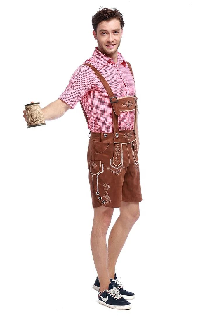 Hot Selling Party Carnival Adult Cosplay German Man Bavarian Beer Lederhosen Oktoberfest Festival Party Dress Up Costume