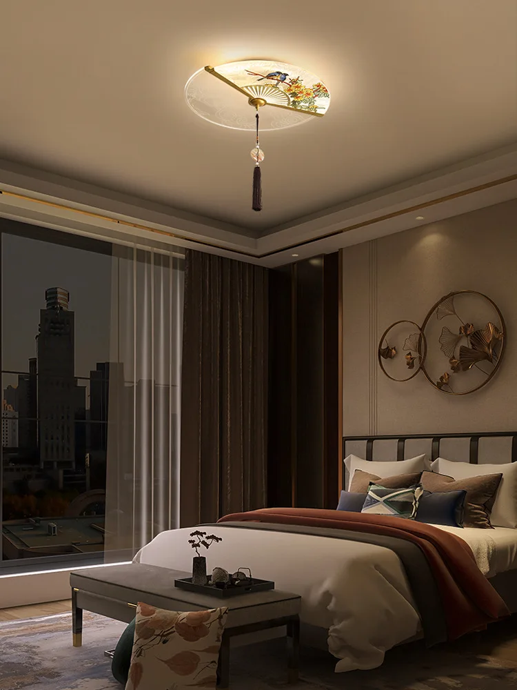 

New Chinese style, ceiling lamp, master bedroom, lamps, modern, simple, round