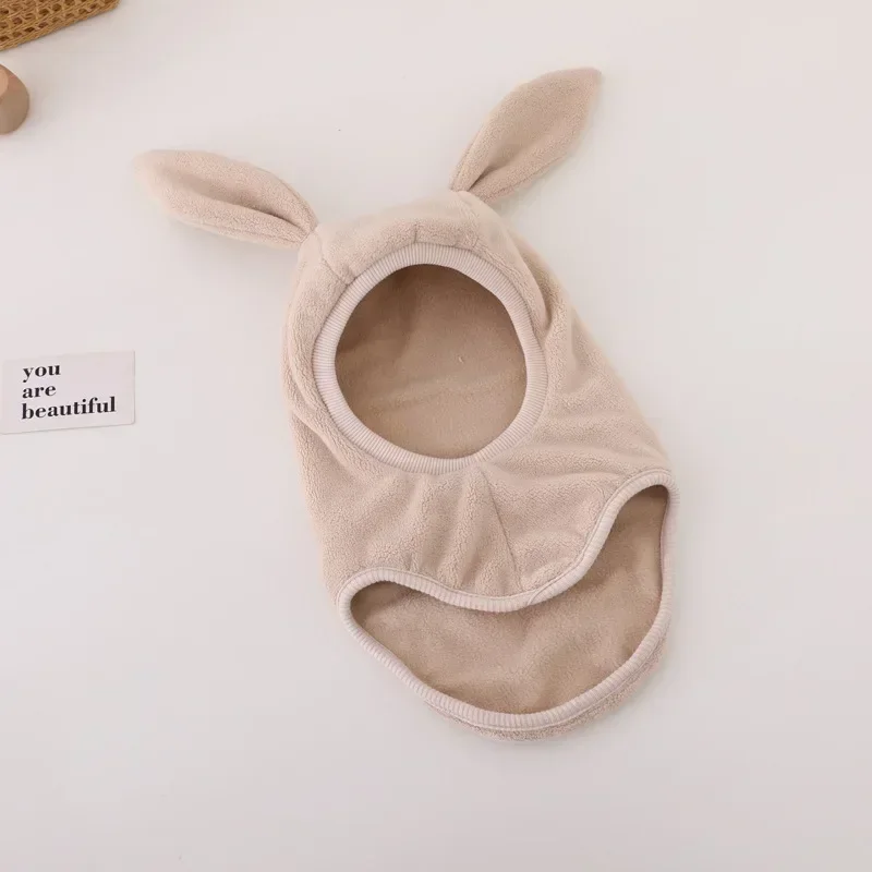 Winter Warm Rabbit Ear Baby One-Piece Hat for Boys Girls Kids Ear Protection Cap Outdoor Windproof Hood Beanies Balaclava Hat