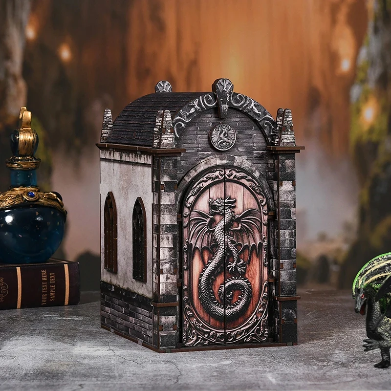 ouzey-diy-miniature-wooden-dragons-treasure-labyrinth-book-nook-model-kit-shelf-insert-with-bookend-for-collectors-birthday-gift
