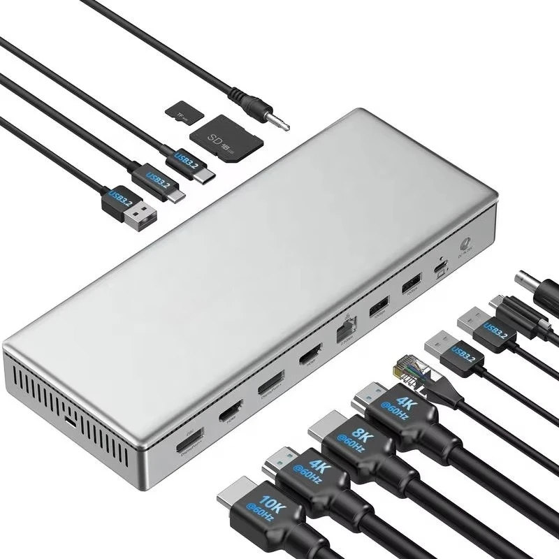 UG75PD1-DH2 100W PD 4K 8K 10K Gigabit Ethernet 15 In 1 USB-C Quad Display Docking Station USB Hub
