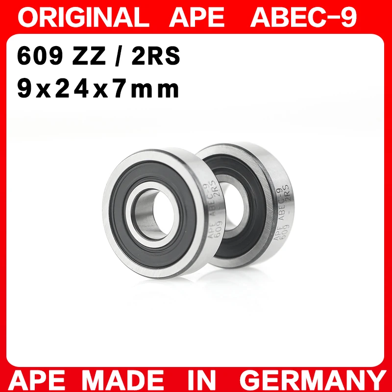 10-100PCS Germany ABEC-9 Bearing 609 ZZ 2RS 9*24*7 mm 609-2RS 609ZZ Z  RS LB LU - 2Z Miniature Precision Ball Bearings
