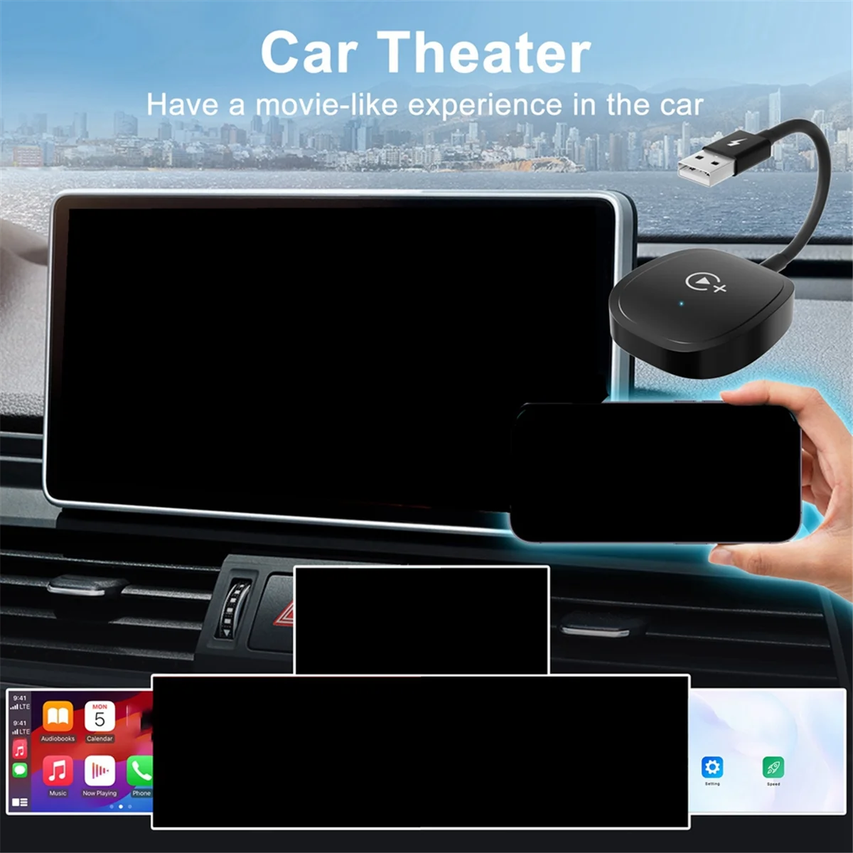 

Wireless CarPlay Adapter for IPhone Car Adapter for Navigation Media Player Convert Wired to Carplay Wireless Box-ABRJ