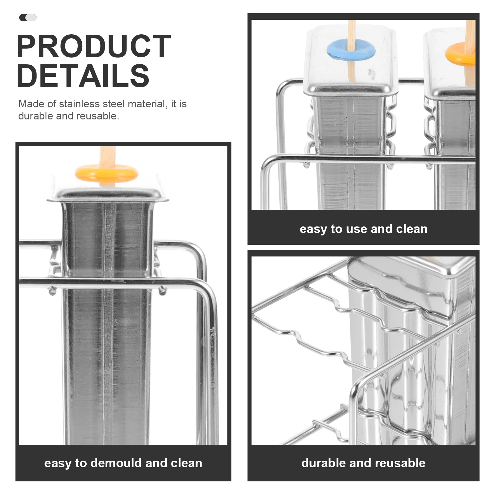 

1 Set Stainless Steel Ice Cream Mold Popsicles Making Holder Diy Homemade Freezer Safe Bpa Free Ice Pops Molds Kitchen Bar Tools