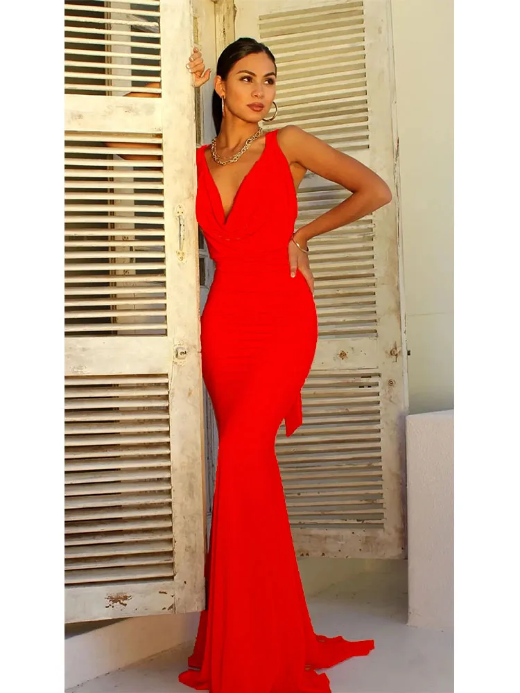 

2025 Spring Summer New Sexy Slim Pile Collar Sleeveless Women's Long Maxi Dresses Vestidos De Fiesta Plus Size 3XS-10XL 9XL 8XL