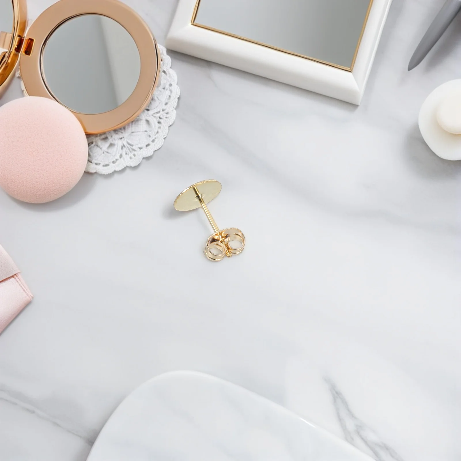 

50Set Stainless Steel Flat Round Stud Earring Findings DIY Jewelry Making Supplies Elegant Design Secure Base Earring Supplies