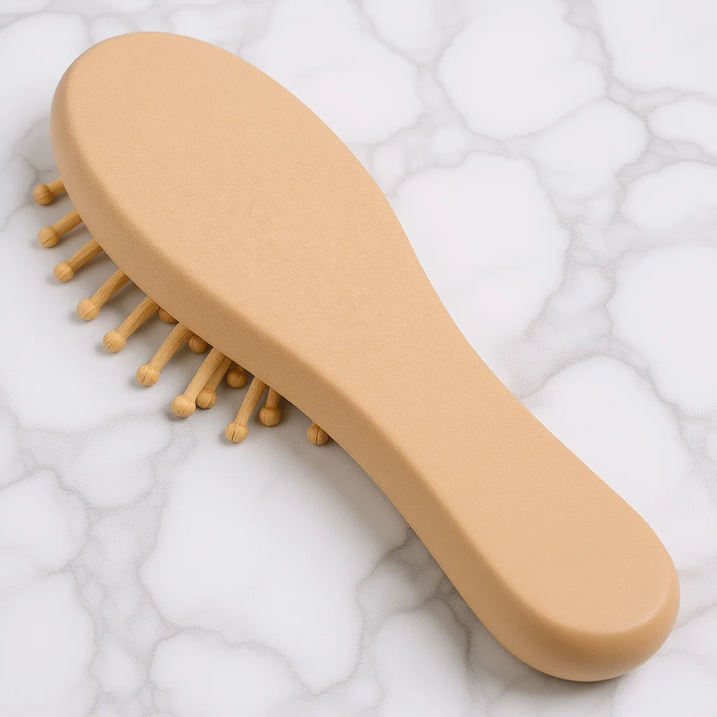 Mini Wooden Hair Brush Cushion Design Detangling Comb for -Free Shine Lightweight Portable Scalp Massage Tool for Home Or