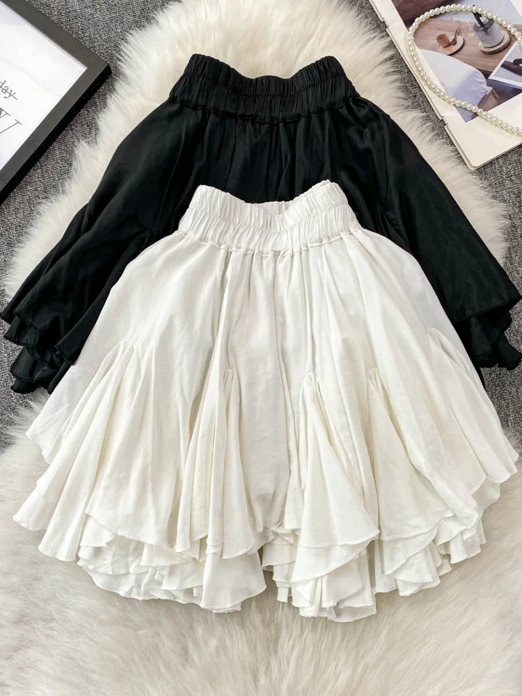 

Fashion Design Skirts Solid Color Ruffles Irregular High Waist Mini Skirt Spicy Girl Style 2025 Summer Slim New Women's Clothing