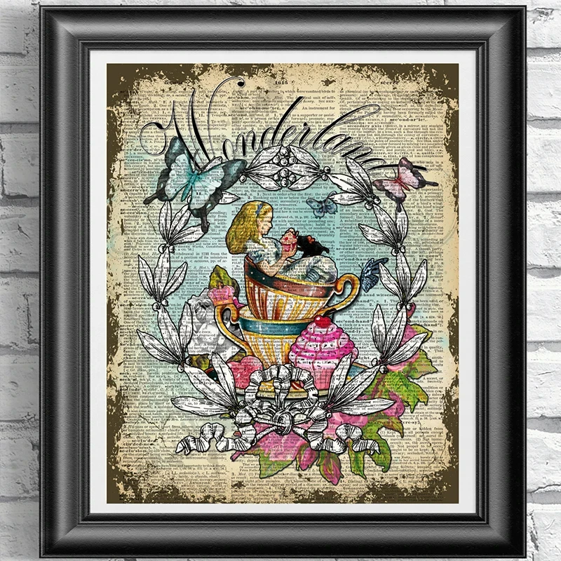 Alice in Wonderland Vintage Cartoon Princess Quote Canvas Painting Nordic Wall Art Pictures for Home Kawaii Room Decor Posters