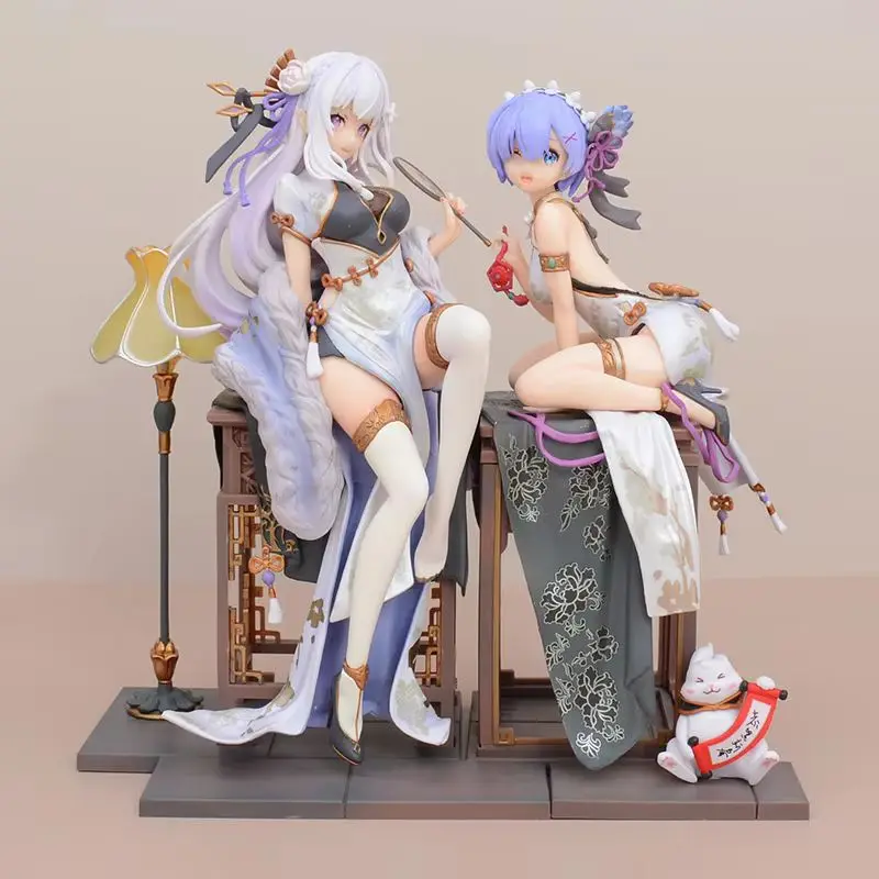 Re:Zero Kara Hajimeru Isekai Seikatsu Rem Emilia Chinoiserie Clothing Figure Model Toy Collectible Model Desktop Decoration Doll