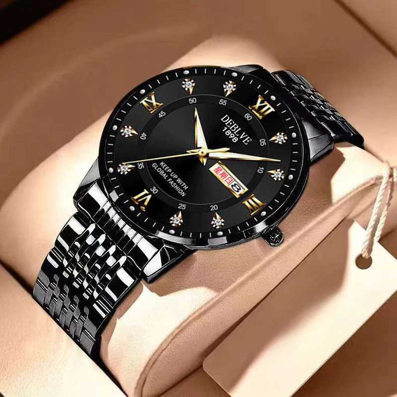 

Классические мужские ультратонкие стальные часы Timeless: светящийся дизайн и удобный двойной календарь