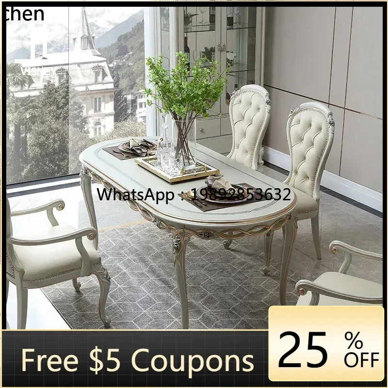 

AB light luxury solid wood dining table oval household high-end all solid wood dining table and chair combination