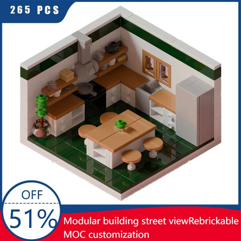 

265 шт., серия современных архитектурных кирпичей, городские креативные кухонные строительные блоки, модель, детская сборка своими руками, игрушки, праздничные подарки