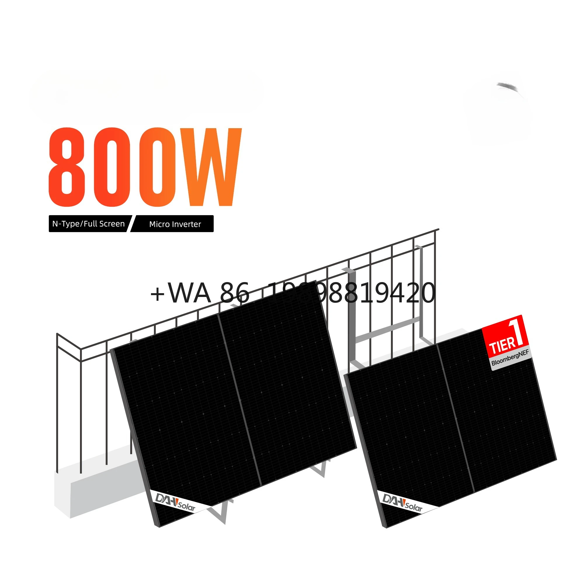 

Warehouse 600W 800W Plug and Play Balcony Solar Panel System with Inverter