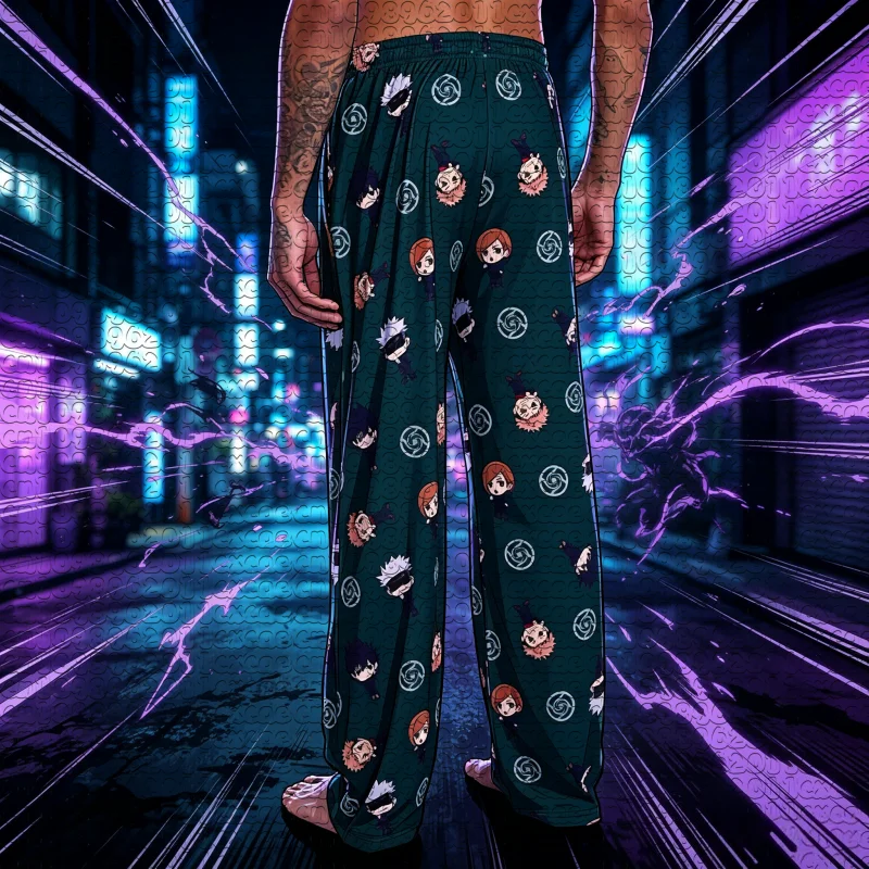 Nouveauté été Jujutsu Kaisen Comic Quick Dry Pants Chibi Anime Full Print Loose Sleep Trousers Unisex Home Lounge Pajama Pants Y2k