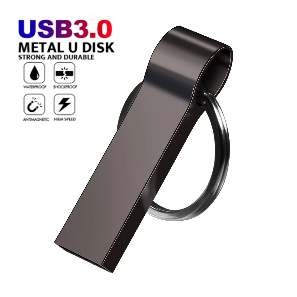 

JASTER Высокоскоростной флэш-накопитель USB 3.0 128 ГБ Бесплатная карта с логотипом 64 ГБ Водонепроницаемый флэш-накопитель 32 ГБ Серебристый металлический U-диск 16 ГБ