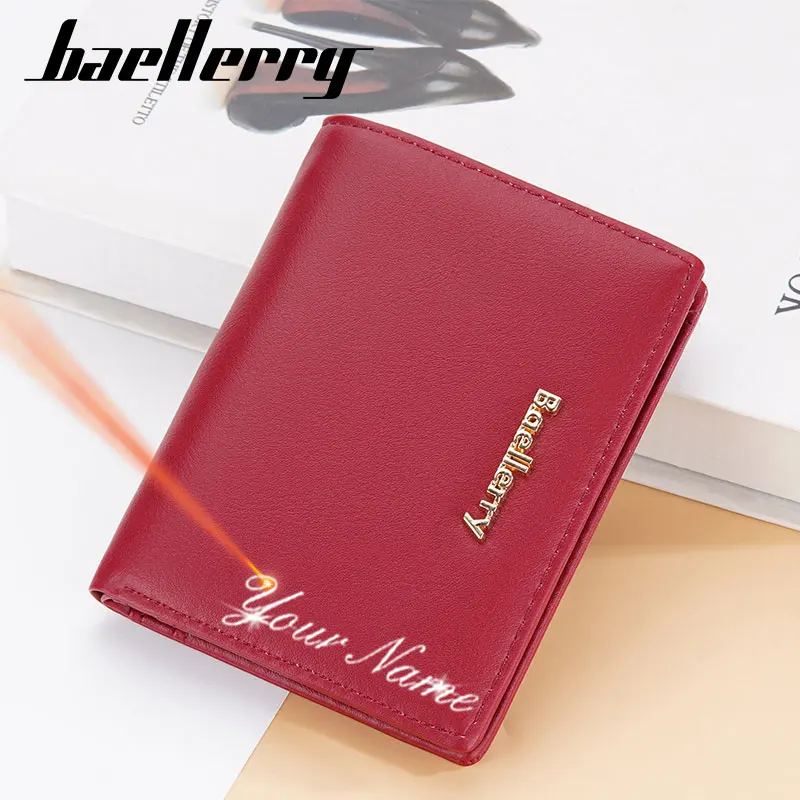 

Baellerry Short Women Wallets Name Engraving High Quality Brand Card Holder Female Purse Simple Coin Pocket Wallet For Girls