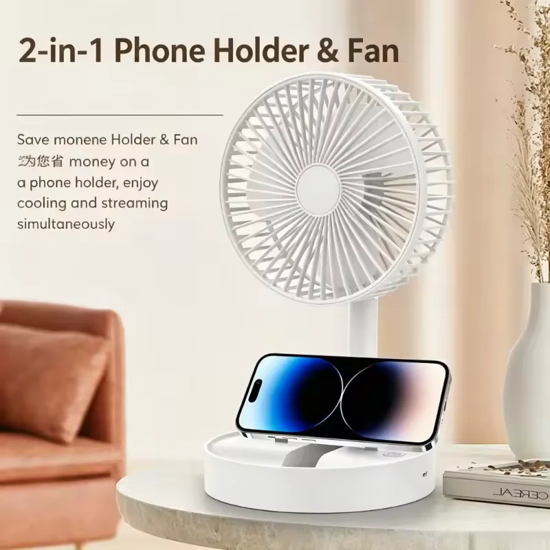 Hot Portable Foldable Desktop Fan USB Type-C Rechargeable Battery 3 Speed Ultra Quiet Fan for Outdoor Camping Office Mini Fan